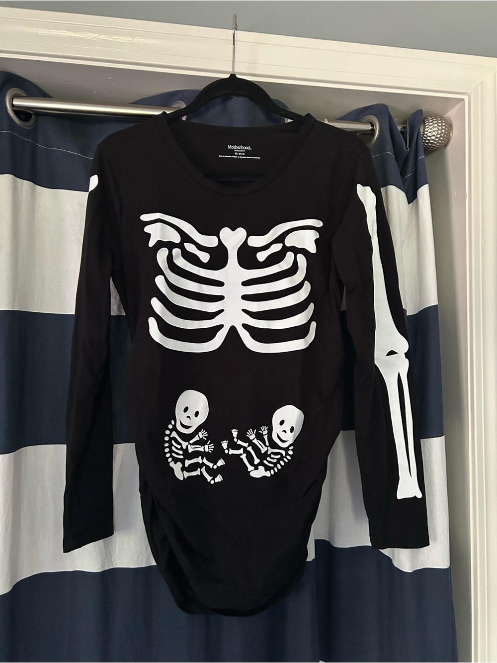 Motherhood Black Long-Sleeve Skeleton Maternity Tee